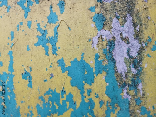 Blue grunge wall. Contemporary closeup for lifestyle design. Wallpaper pattern. Old dirty wall texture. Design template.