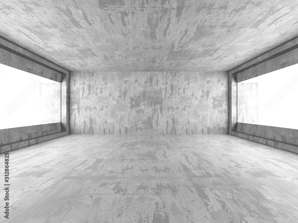 Dark concrete empty room. Modern architecture design Dark concrete empty room. Modern architecture design