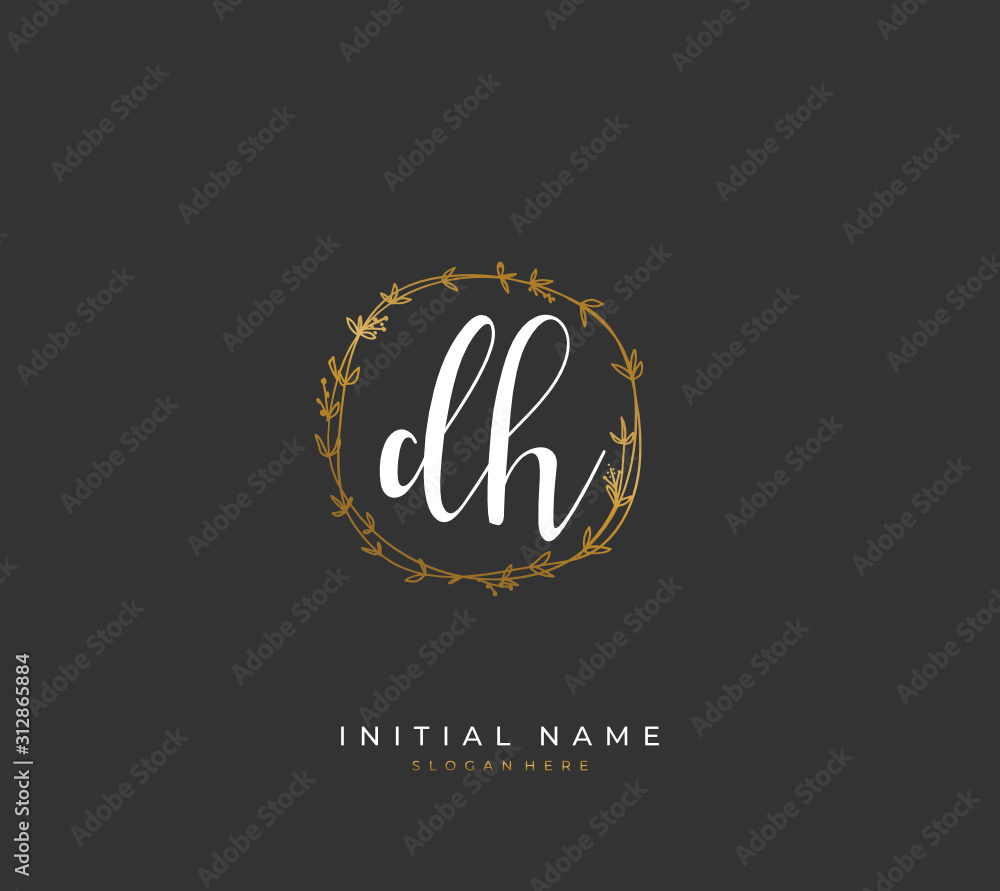 Handwritten letter D H DH for identity and logo. Vector logo template with handwriting and signature style. Handwritten letter D H DH for identity and logo. Vector logo template with handwriting and signature style.