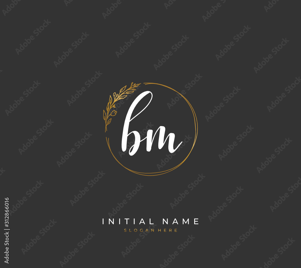 Handwritten letter B M BM for identity and logo. Vector logo template with handwriting and signature style. Handwritten letter B M BM for identity and logo. Vector logo template with handwriting and signature style.