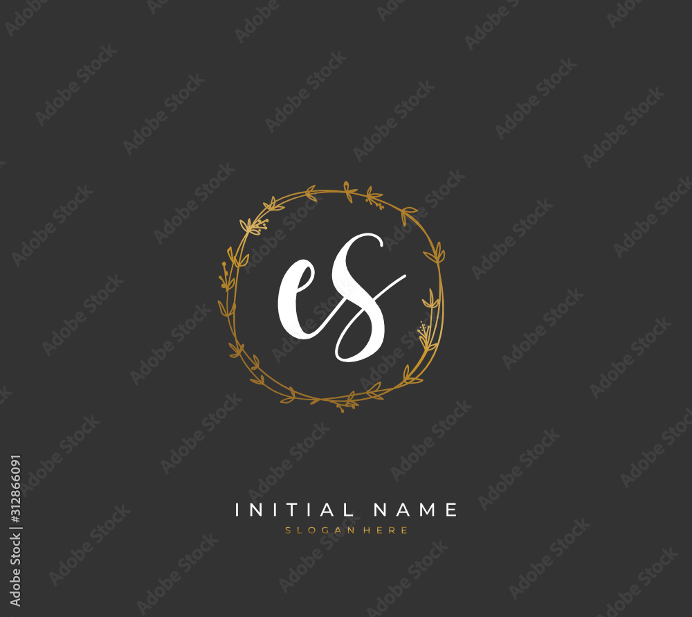 Handwritten letter E S ES for identity and logo. Vector logo template with handwriting and signature style. Handwritten letter E S ES for identity and logo. Vector logo template with handwriting and signature style.