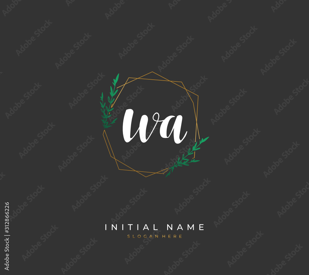 Handwritten letter W A WA for identity and logo. Vector logo template with handwriting and signature style. Handwritten letter W A WA for identity and logo. Vector logo template with handwriting and signature style.