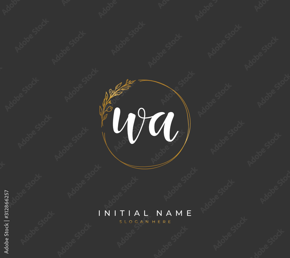 Handwritten letter W A WA for identity and logo. Vector logo template with handwriting and signature style.