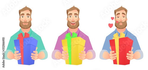 Man holding red present box