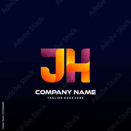 Letter JH initial Logo Vector With colorful photo