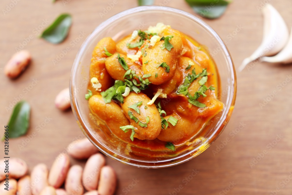 Pinto Beans Curry or Rajma curry , kidney beans, red beans curry with ingredients Pinto Beans Curry or Rajma curry , kidney beans, red beans curry with ingredients