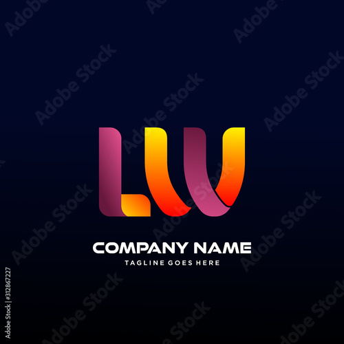 Letter LW initial Logo Vector With colorful photo