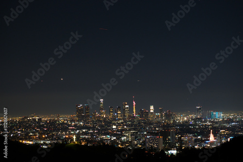 skyline at night in Los Angeles