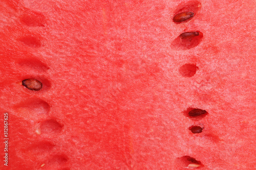 Ripe red watermelon with watermelon seeds texture nature for background