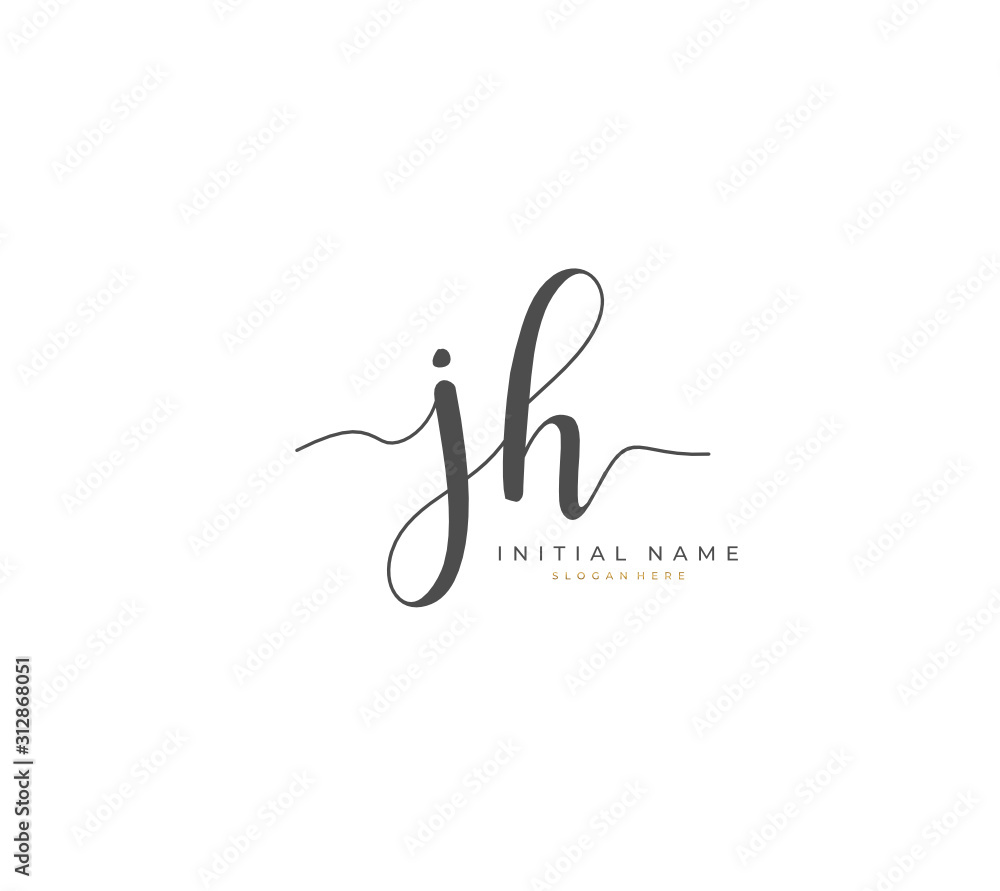 Handwritten letter J H JH for identity and logo. Vector logo template with handwriting and signature style. Handwritten letter J H JH for identity and logo. Vector logo template with handwriting and signature style.