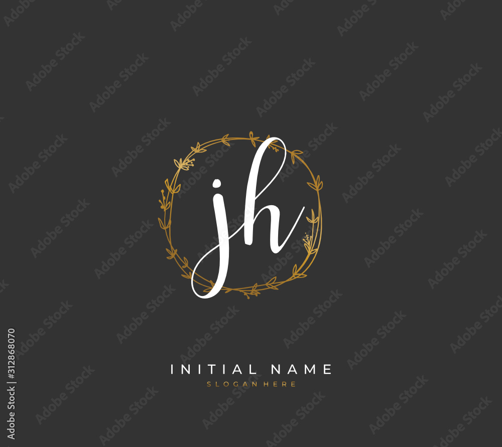 Handwritten letter J H JH for identity and logo. Vector logo template with handwriting and signature style. Handwritten letter J H JH for identity and logo. Vector logo template with handwriting and signature style.