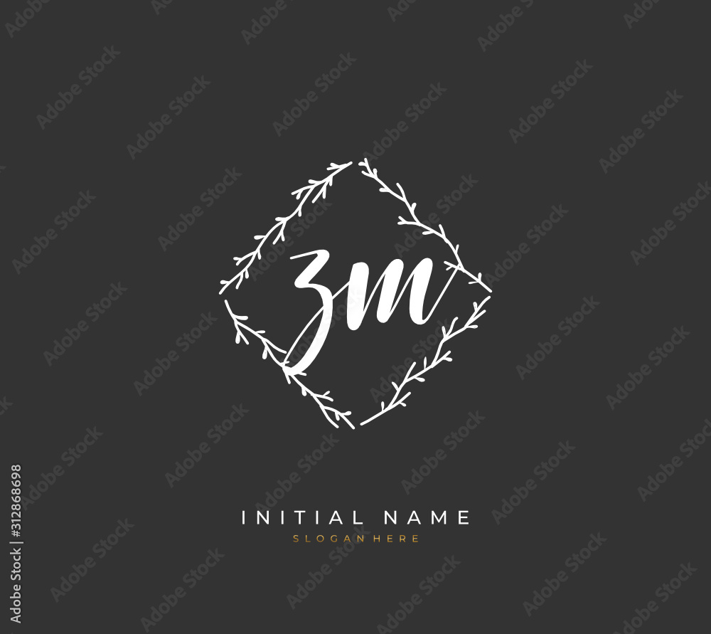 Handwritten letter Z M ZM for identity and logo. Vector logo template with handwriting and signature style. Handwritten letter Z M ZM for identity and logo. Vector logo template with handwriting and signature style.