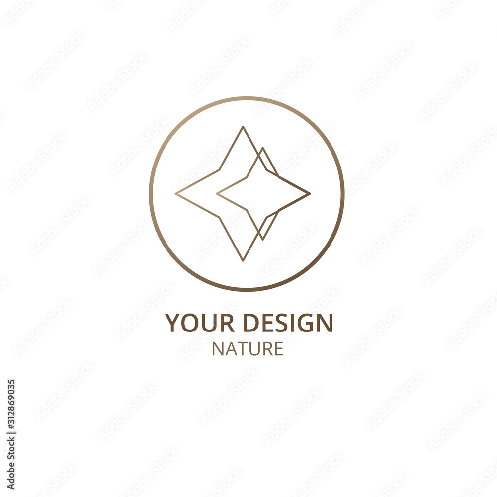 The star logo template. Vector linear round icon. Minimum abstract emblem or badge for business emblems for travel, tourism and ecology, health, spa and yoga center. The star logo template. Vector linear round icon. Minimum abstract emblem or badge for business emblems for travel, tourism and ecology, health, spa and yoga center.