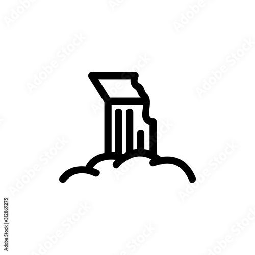 wreckage of the column icon vector. A thin line sign. Isolated contour symbol illustration