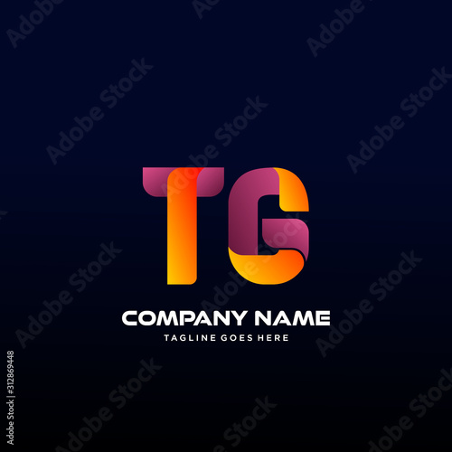 Letter TG initial Logo Vector With colorful