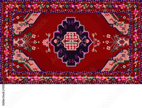 Persian carpet original design, tribal vector texture. Easy to edit and change a few colors by swatch window.