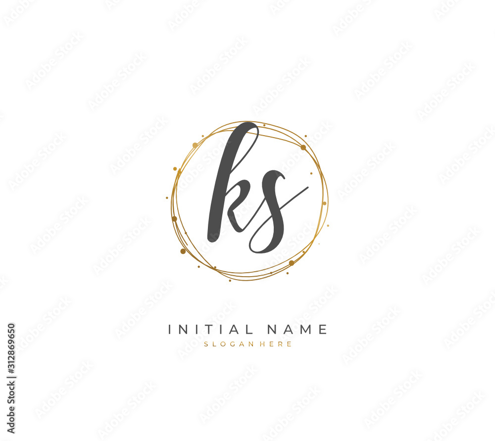 Handwritten letter K S KS for identity and logo. Vector logo template with handwriting and signature style. Handwritten letter K S KS for identity and logo. Vector logo template with handwriting and signature style.