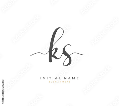 Handwritten letter K S KS for identity and logo. Vector logo template with handwriting and signature style.