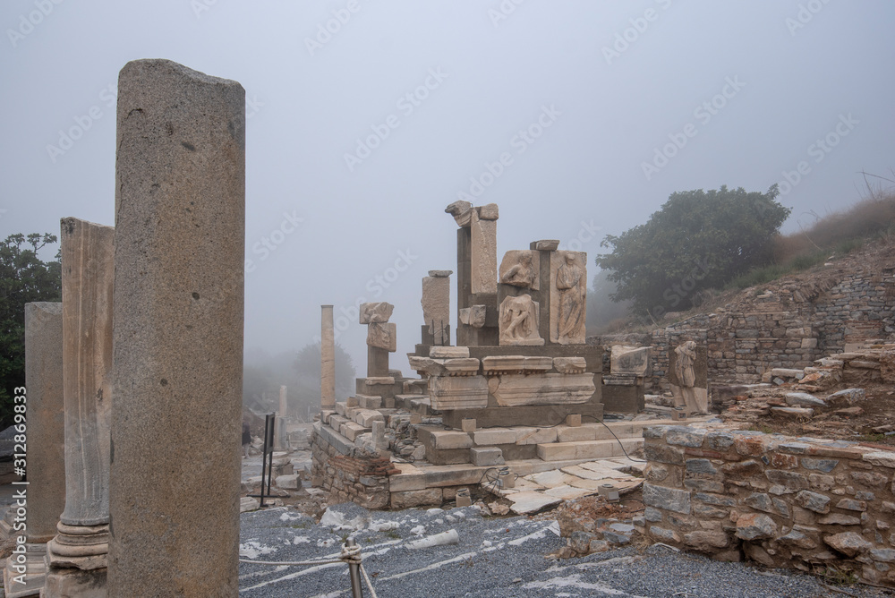 Ephesus, Selcuk Izmir, Turkey - The ancient city of Efes. The UNESCO World Heritage site with an ancient Roman buildings on the coast of Ionia. Most visited ancient city in Turkey