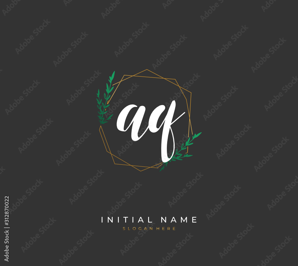 Handwritten letter A Q AQ for identity and logo. Vector logo template with handwriting and signature style. Handwritten letter A Q AQ for identity and logo. Vector logo template with handwriting and signature style.