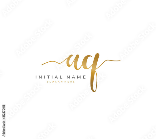 Handwritten letter A Q AQ for identity and logo. Vector logo template with handwriting and signature style.