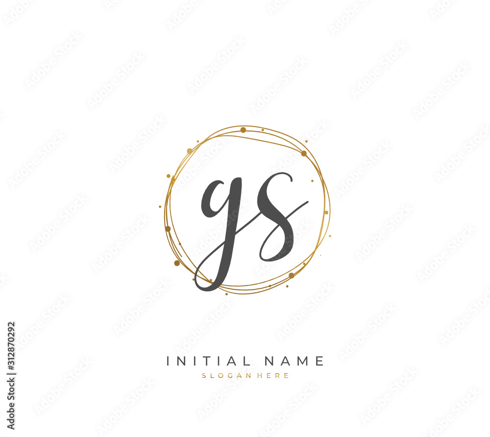 Handwritten letter G S GS for identity and logo. Vector logo template with handwriting and signature style. Handwritten letter G S GS for identity and logo. Vector logo template with handwriting and signature style.