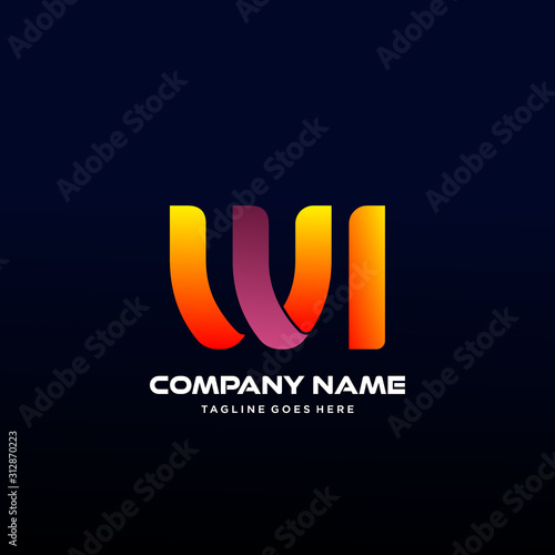 Letter WI initial Logo Vector With colorful	