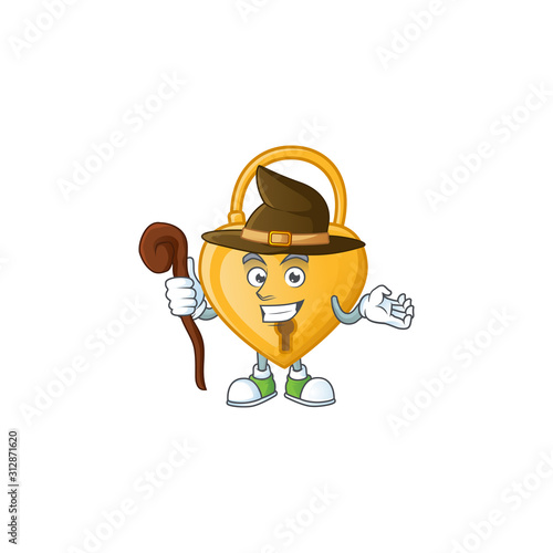 Happy Face Witch love padlock cartoon character style