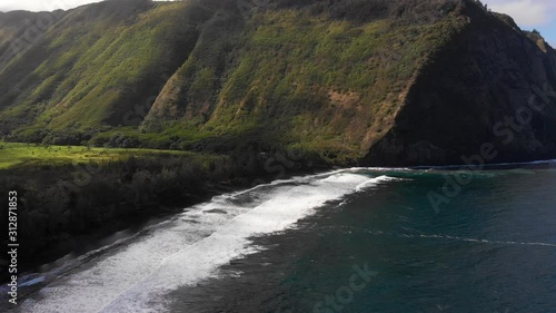 Waipio valley overview aerial pan left to back of Valley photo