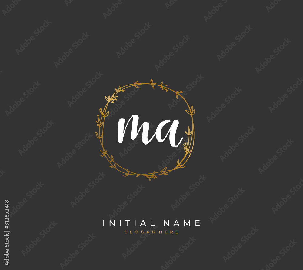 Handwritten letter M A MA for identity and logo. Vector logo template with handwriting and signature style. Handwritten letter M A MA for identity and logo. Vector logo template with handwriting and signature style.