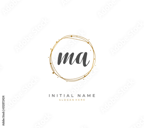 Handwritten letter M A MA for identity and logo. Vector logo template with handwriting and signature style.