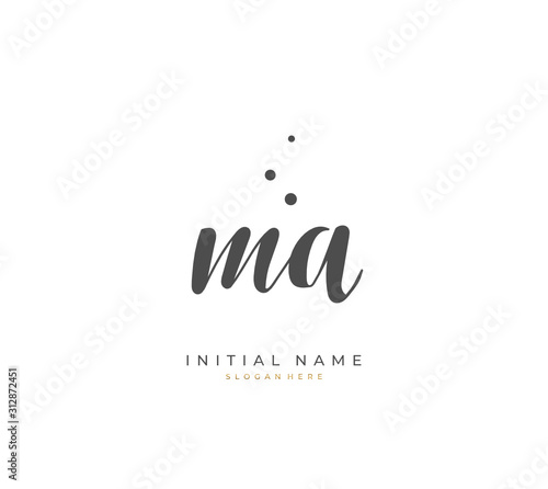 Handwritten letter M A MA for identity and logo. Vector logo template with handwriting and signature style.