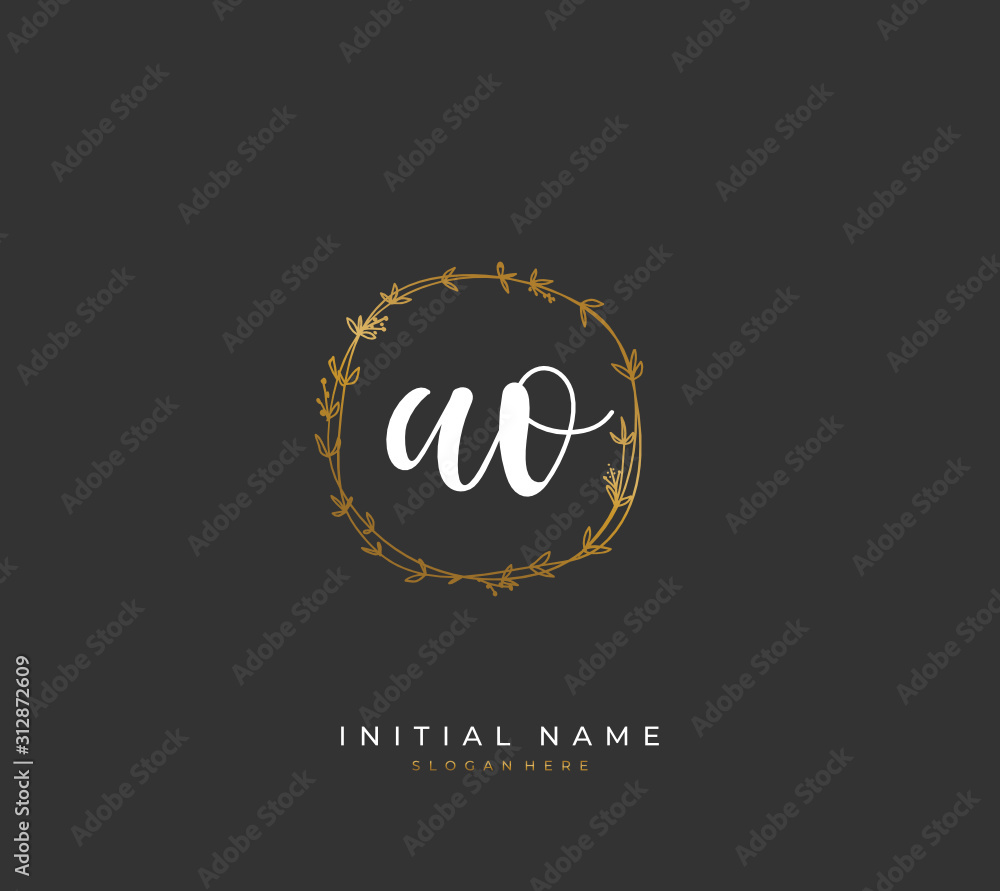 Fototapeta premium Handwritten letter A O AO for identity and logo. Vector logo template with handwriting and signature style.