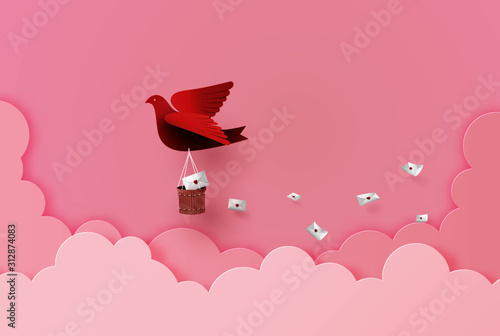happy valentines day  card with flowers and butterflies