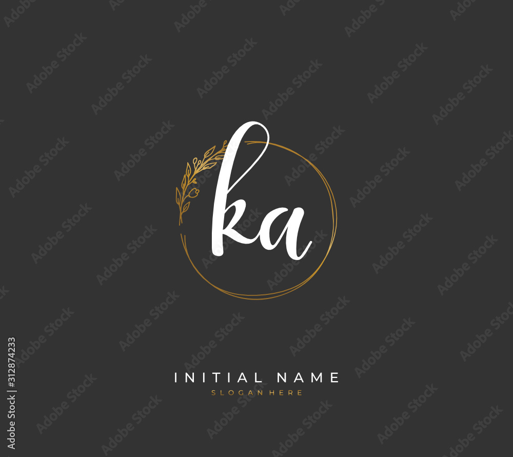 Handwritten letter K A KA for identity and logo. Vector logo template with handwriting and signature style. Handwritten letter K A KA for identity and logo. Vector logo template with handwriting and signature style.