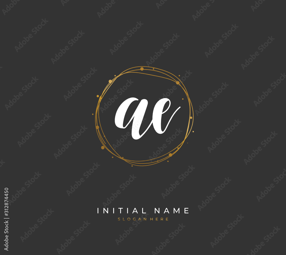 Handwritten letter A E AE for identity and logo. Vector logo template with handwriting and signature style. Handwritten letter A E AE for identity and logo. Vector logo template with handwriting and signature style.