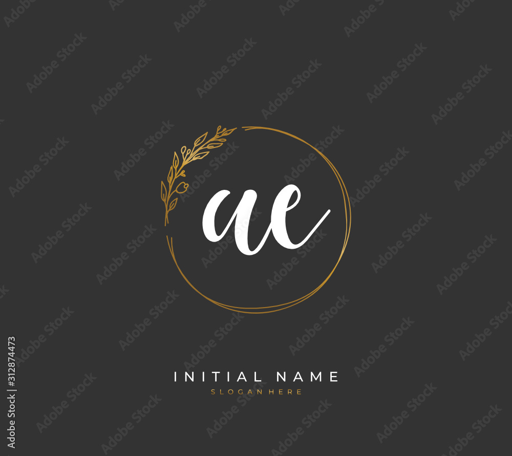 Handwritten letter A E AE for identity and logo. Vector logo template with handwriting and signature style. Handwritten letter A E AE for identity and logo. Vector logo template with handwriting and signature style.