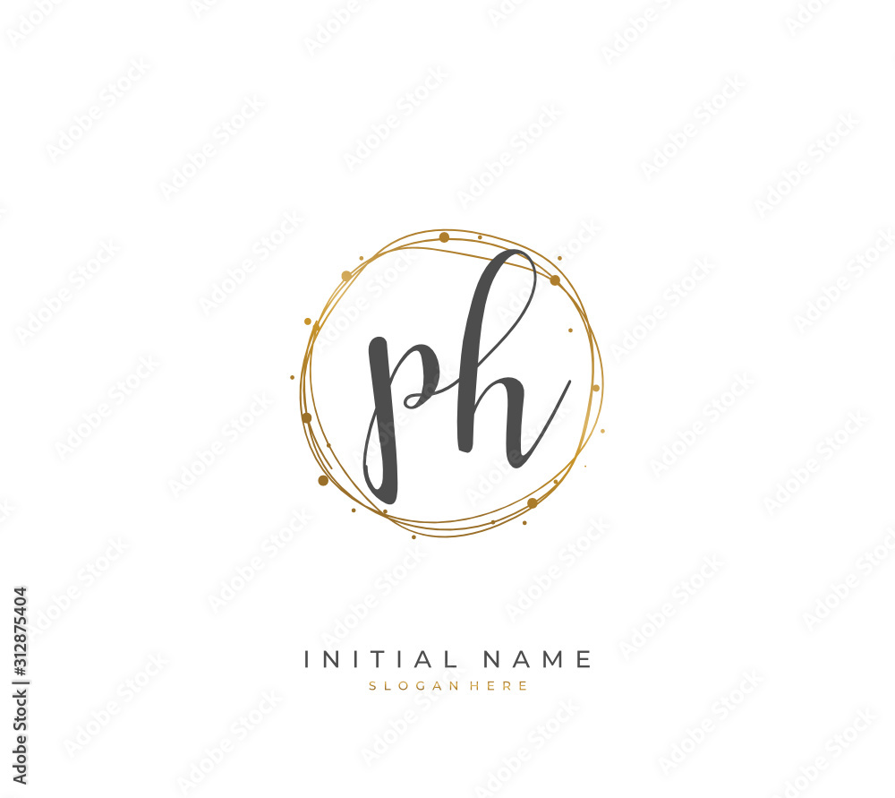 Handwritten letter P H PH for identity and logo. Vector logo template with handwriting and signature style. Handwritten letter P H PH for identity and logo. Vector logo template with handwriting and signature style.
