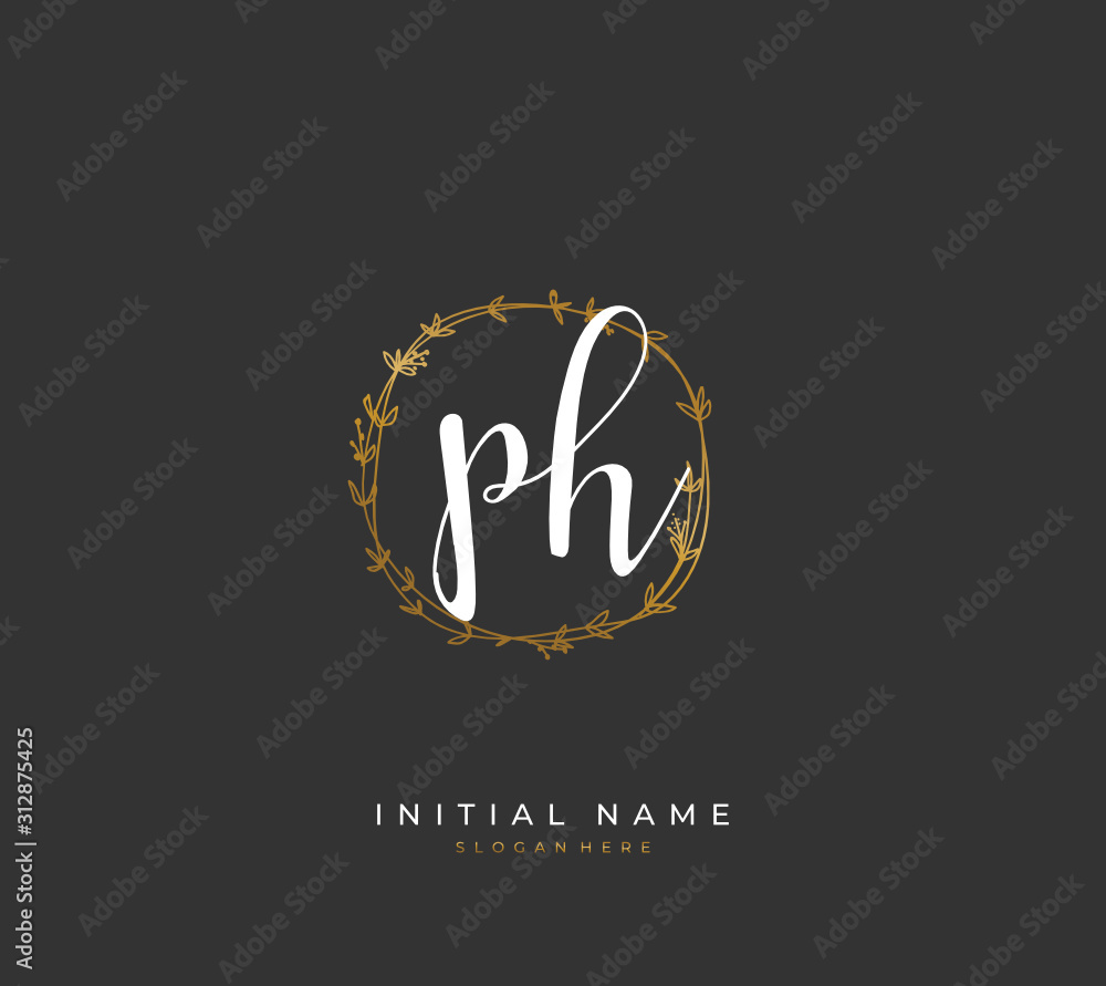 Handwritten letter P H PH for identity and logo. Vector logo template with handwriting and signature style. Handwritten letter P H PH for identity and logo. Vector logo template with handwriting and signature style.