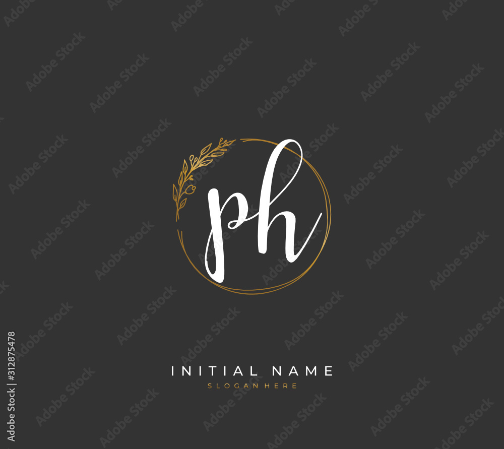 Handwritten letter P H PH for identity and logo. Vector logo template with handwriting and signature style. Handwritten letter P H PH for identity and logo. Vector logo template with handwriting and signature style.