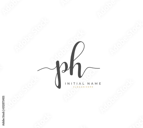 Handwritten letter P H PH for identity and logo. Vector logo template with handwriting and signature style.