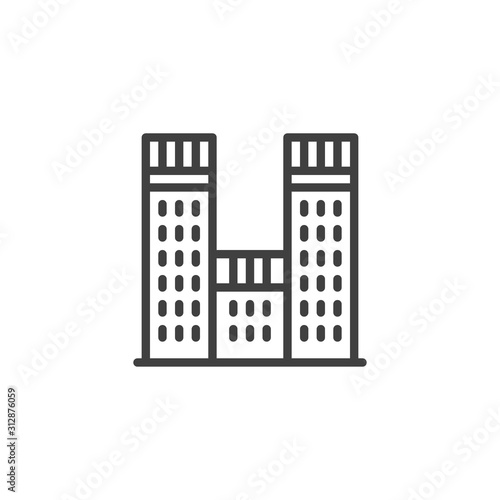 Government building line icon. linear style sign for mobile concept and web design. Residential building architecture outline vector icon. Symbol  logo illustration. Vector graphics