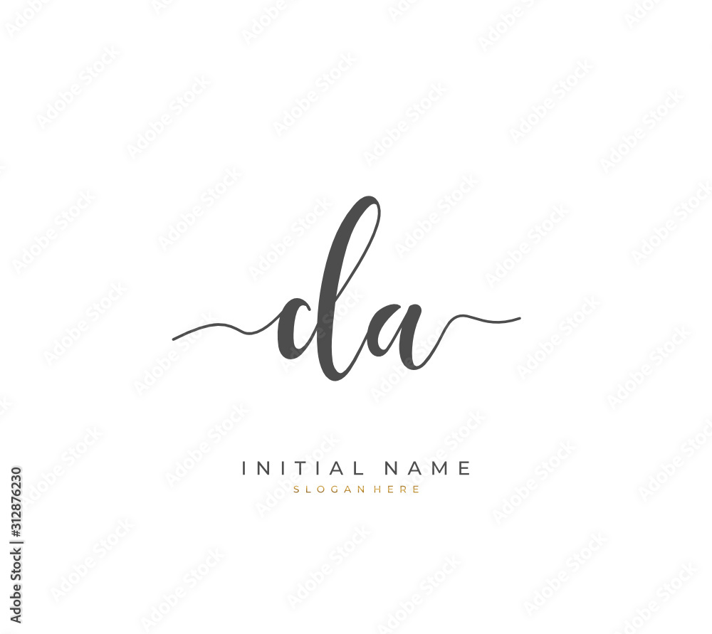 Handwritten letter D A DA for identity and logo. Vector logo template with handwriting and signature style. Handwritten letter D A DA for identity and logo. Vector logo template with handwriting and signature style.