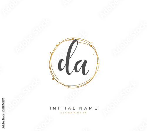 Handwritten letter D A DA for identity and logo. Vector logo template with handwriting and signature style.