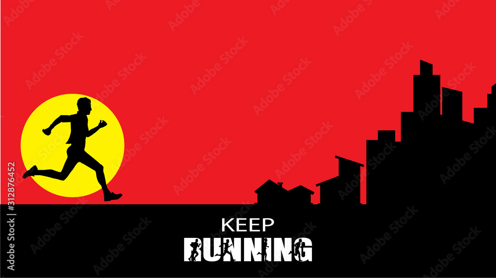 Running silhouettes. Vector illustration, Trail Running, Marathon runner. Running silhouettes. Vector illustration, Trail Running, Marathon runner.