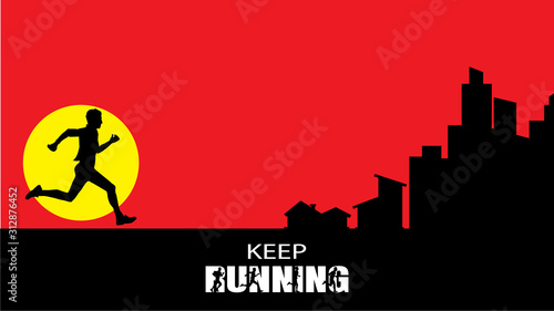 Running silhouettes. Vector illustration, Trail Running, Marathon runner.	