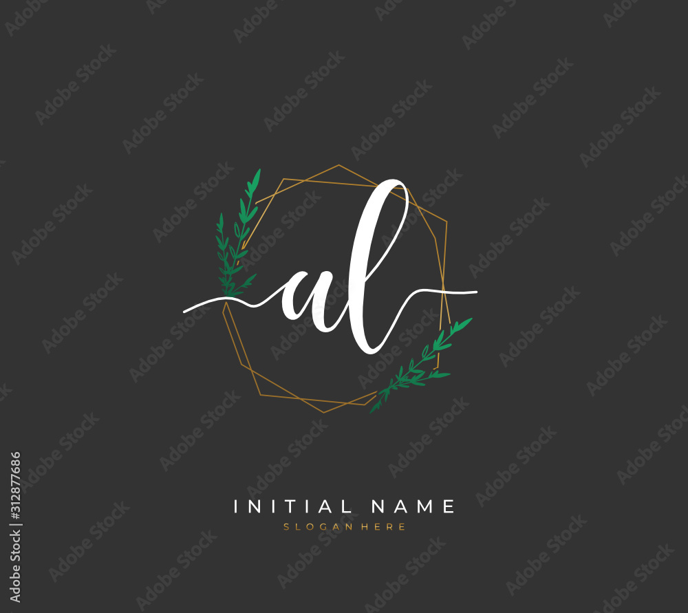Handwritten letter A L AL for identity and logo. Vector logo template with handwriting and signature style. Handwritten letter A L AL for identity and logo. Vector logo template with handwriting and signature style.