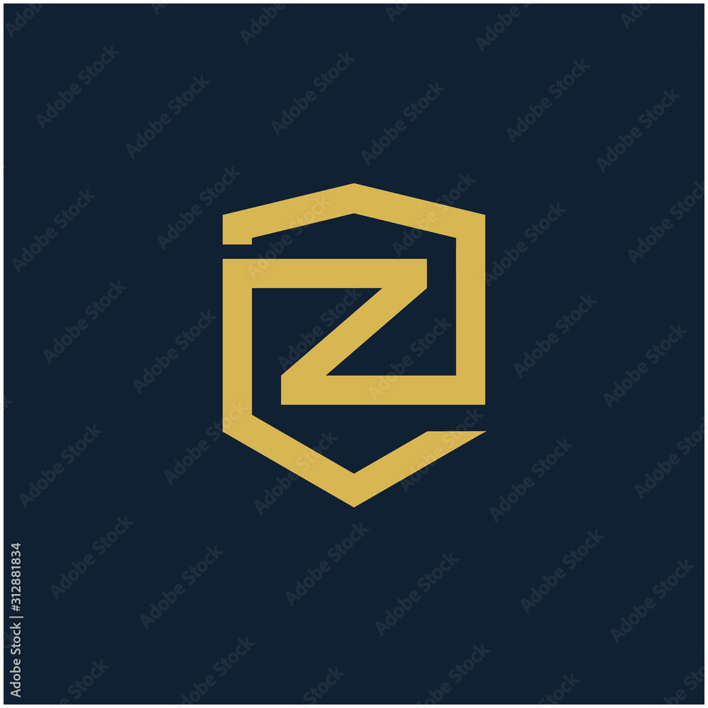 initial Letter Z with Shield frame line art element. Shield Line geometry for Security logo. Logo Icon Template for Web and Business Card, Letter Logo Template on Black Background. - vector initial Letter Z with Shield frame line art element. Shield Line geometry for Security logo. Logo Icon Template for Web and Business Card, Letter Logo Template on Black Background. - vector