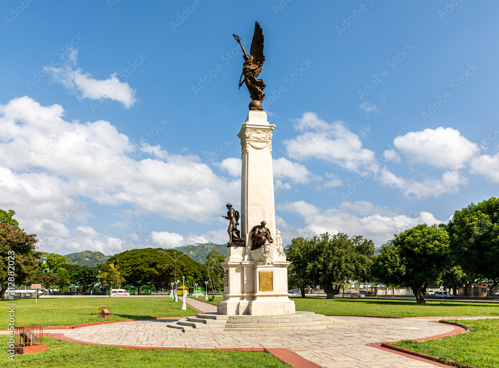Monument to the Brave in the Memorial Park, Queens Park Savannah, the downtown of Port of Spain, capital of Trinidad and Tobago, Caribbean. To the veterans that served in World War I and WWII, c.1924