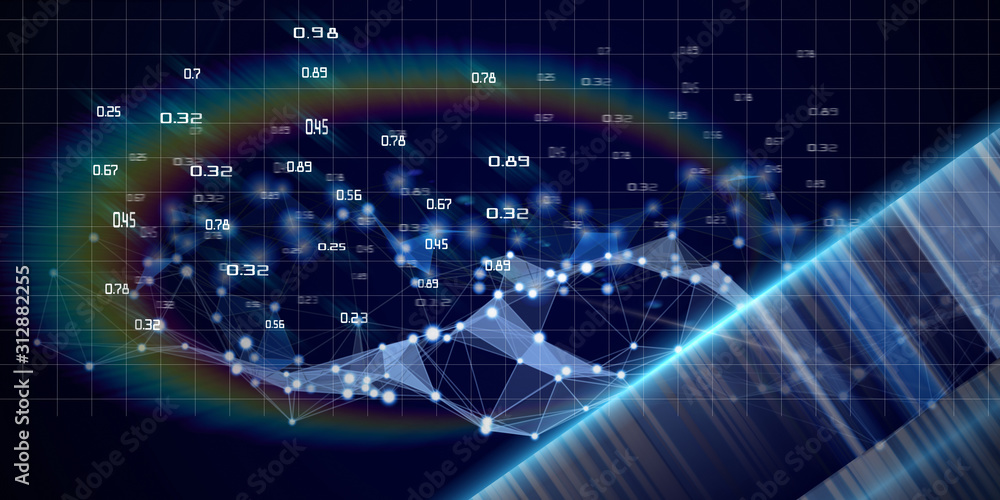 Abstract modern polygonal concept of decision making analysis. Big data. Data Quality. Business and science visualization of artificial intelligence. Blockchain.